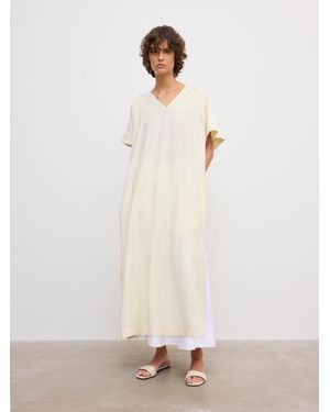 House of Dagmar Rouched V-Neck Dress - Natural