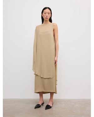House of Dagmar Chiffon Cape Dress - Natural