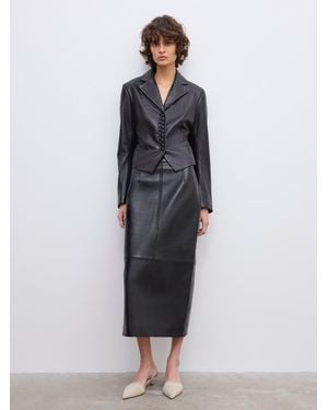 House of Dagmar Slim Tailored Blazer Leather - Grey
