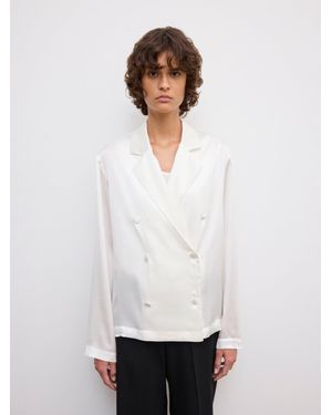 House of Dagmar Db Silk Blazer Top - White