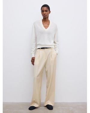 House of Dagmar Cashmere V-Neck Knit - White