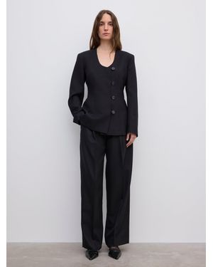 House of Dagmar Collarless Blazer - Blue