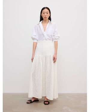 House of Dagmar Open Knit Maxi Skirt - White