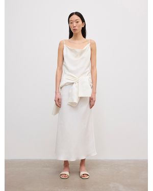 House of Dagmar Waterfall Linen Top - White