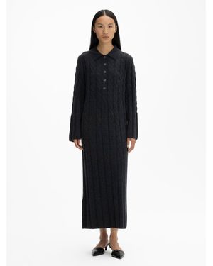 House of Dagmar Cashmere Blend Cable Dress - Black