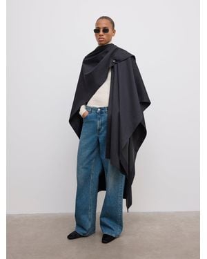 House of Dagmar Wool Cape - Blue