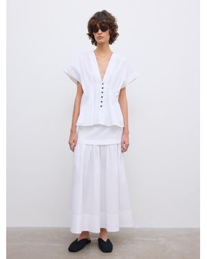 House of Dagmar Cinched Cotton Top - White