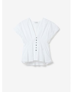 House of Dagmar Cinched Cotton Top - White