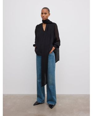 House of Dagmar Chiffon Scarf Blouse - Blue