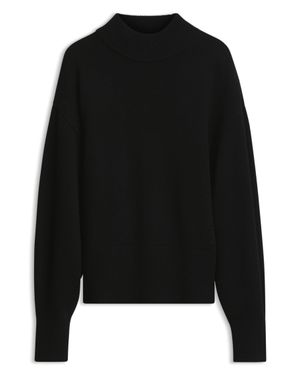 HUGO Relaxed-Fit Knitted Jumper With Mock Neckline - Black