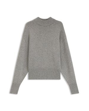 HUGO Relaxed-Fit Knitted Jumper With Mock Neckline - Grey