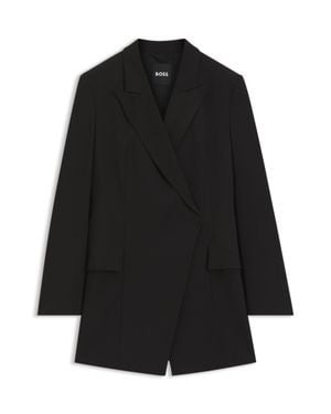 BOSS Longline Slim-Fit Blazer With Concealed Closure - Black