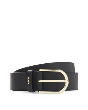 HUGO Leather Belt With-Tone Hardware - Black