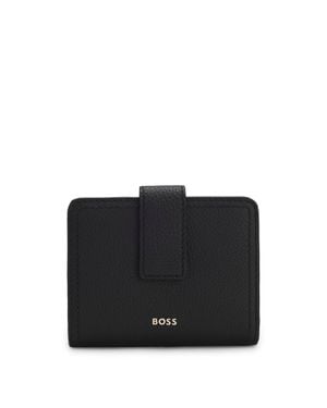 BOSS Leather Wallet With Logo Lettering - Black