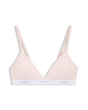 HUGO Stretch-Cotton Triangle Bra - Natural