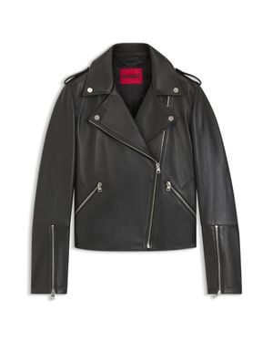 HUGO Straight-Fit Biker Jacket - Black