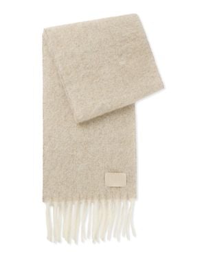 BOSS Italian-Made Fringed Scarf With Wool And Alpaca - Natural