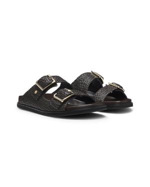 BOSS Woven Sandals With Twin Straps And Buckles - Black