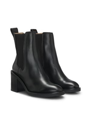 BOSS Leather Chelsea Boots With Logo Hardware - Black
