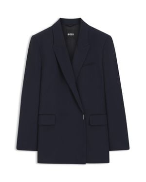 BOSS Relaxed-Fit Blazer With A Double-Breasted Front - Blue