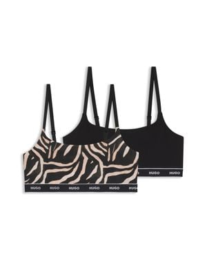 HUGO Two-Pack Of Stretch-Cotton Bralettes - Black