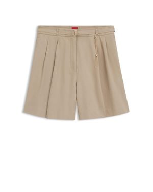HUGO Cotton-Blend Shorts With Chain Trim - Natural