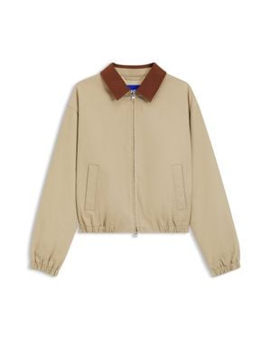HUGO Stretch-Cotton Jacket With Contrast Corduroy Collar - Natural