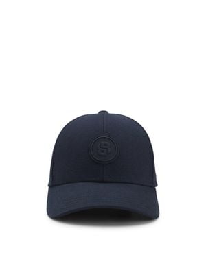 BOSS Cotton-Canvas Cap With Double B Monogram Badge - Blue
