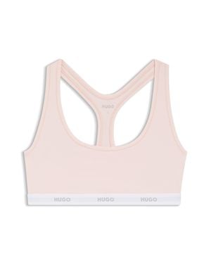 HUGO Stretch-Cotton Bralette With Repeat Logos - Pink