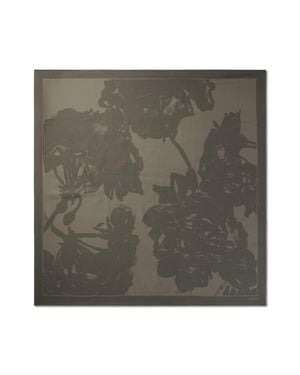 BOSS Silk Scarf With Graphic Chain-Link Motif - Grey