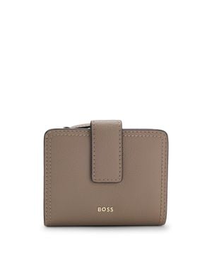 BOSS Leather Wallet With Logo Lettering - Brown