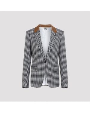 Tom Ford Cashmere Single-Breasted Houndstooth Jacket - Grey