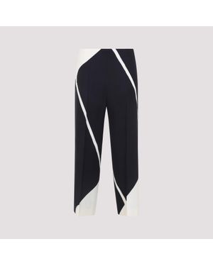 Alberta Ferretti Twill Printed Trousers - Blue