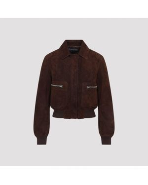 Tom Ford Lamb Suede Bomber Jacket - Brown
