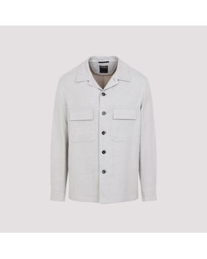 ZEGNA Crossover Linen Wool And Silk Blend Overshirt - White