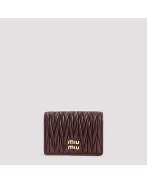 Miu Miu Lamb Leather Wallet - Brown