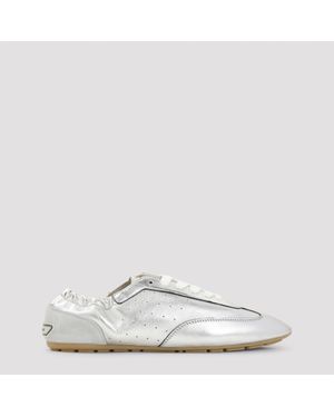 Saint Laurent Lewis Low-Top Metallic Trainers - White