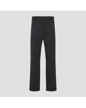 Tom Ford Striped Wool Chino Trousers - Grey