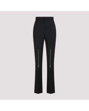 McQueen Elegant High-Waisted Wool Trousers For - Black