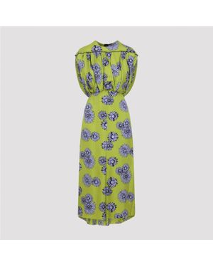 Lanvin Printed Draped Top Dress - Green