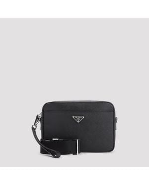 Prada Saffiano Leather Mini Bandolier Handbag - Black