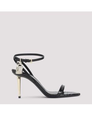 Tom Ford Semi Shiny Printed Python Sandals - Black