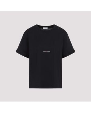 Saint Laurent Cotton Logo T-Shirt - Black