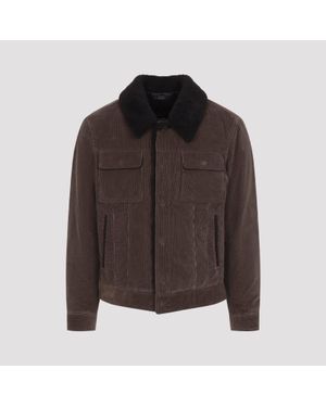 Tom Ford 900 Wale Cord Sherling Collar Trucker - Brown