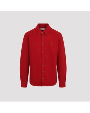 Ami Paris Cotton Button-Front Shirt - Red