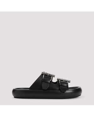 McQueen Elevated Leather Sandals For Ss25 - Black