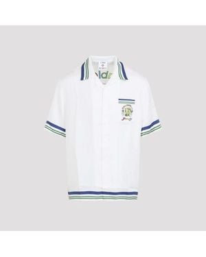 CASABLANCA Cuban Collar Short Sleeve Shirt - White