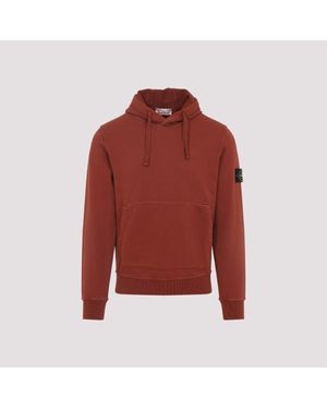 Stone Island Classic Pullover Hooded Sweatshirt With Distinctive Patch Detail - Red