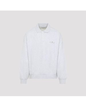 Carhartt Ash Heather Cotton Label Polo Jumper - White