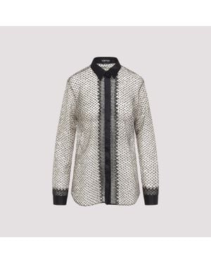 Tom Ford Nude Flock Polka Dot Shirt - Grey